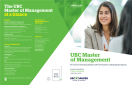 UBC Master of Management at a Glance