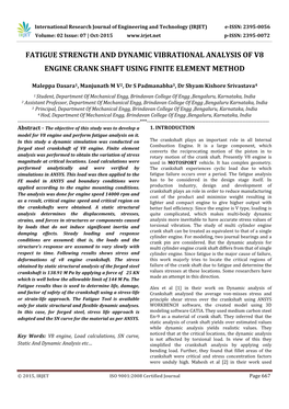 Fatigue Strength and Dynamic Vibrational Analysis of V8 Engine Crank Shaft Using Finite Element Method