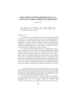 “The Wealth of Networks: How Social Production Transforms Markets and Freedom” By