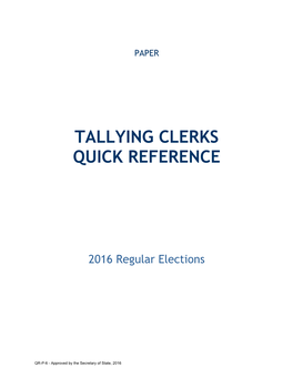 Tallying Clerks Quick Reference