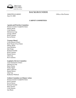 BACKGROUNDER 2008OTP0165-000983 Office of the Premier June 23, 2008