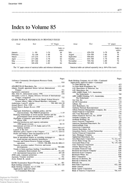 Volume to Index 85