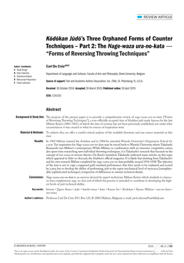 The Nage-Waza Ura-No-Kata ― “Forms of Reversing Throwing Techniques”