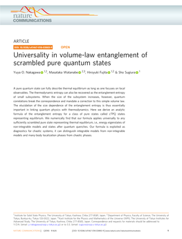 Universality in Volume-Law Entanglement of Scrambled Pure Quantum States