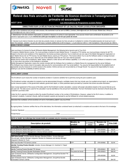 Relevé Des Frais Annuels De L'entente De Licence Destinée À