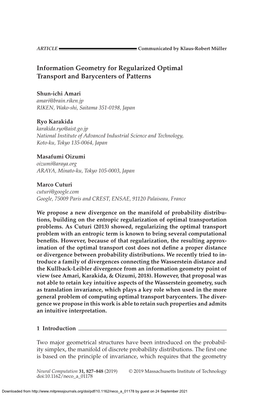 Information Geometry for Regularized Optimal Transport and Barycenters of Patterns