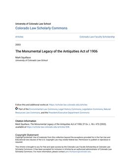 The Monumental Legacy of the Antiquities Act of 1906