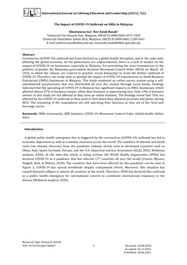 1 the Impact of COVID-19 Outbreak on Smes in Malaysia Kh