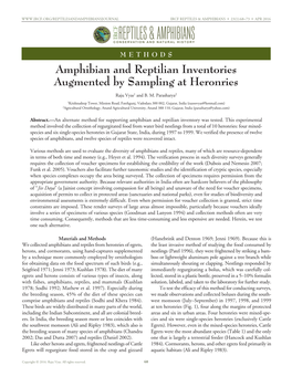 Amphibian and Reptilian Inventories Augmented by Sampling at Heronries