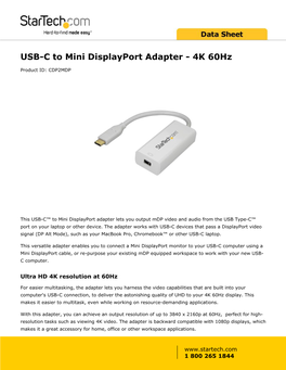 USB-C to Mini Displayport Adapter - 4K 60Hz