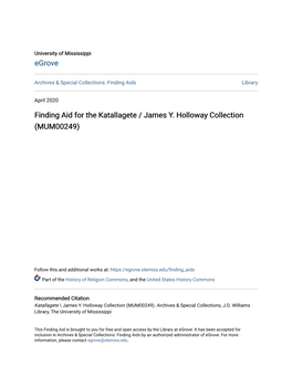 Finding Aid for the Katallagete / James Y. Holloway Collection (MUM00249)