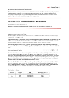 Verdipapirfondet Storebrand Indeks – Nye Markeder