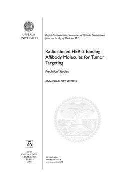 Radiolabeled HER-2 Binding Affibody Molecules for Tumor Targeting