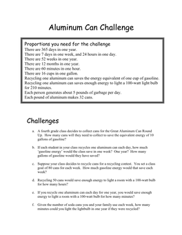 Aluminum Can Challenge