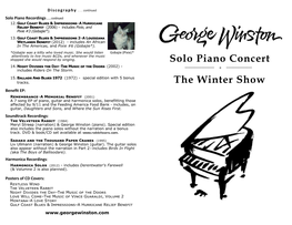 Solo Piano Concert the Winter Show