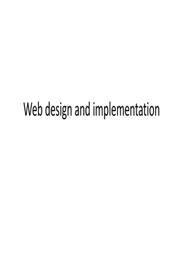 Web Design and Implementation