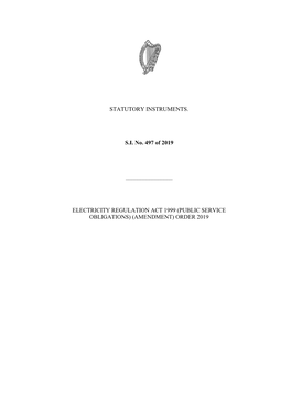 STATUTORY INSTRUMENTS. S.I. No. 497 Of