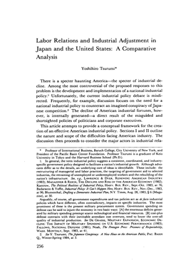 Labor Relations and Industrial Adjustment in Japan and the United States: a Comparative Analysis