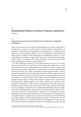 Biodegradable Polyesters: Synthesis, Properties, Applications Chi Zhang