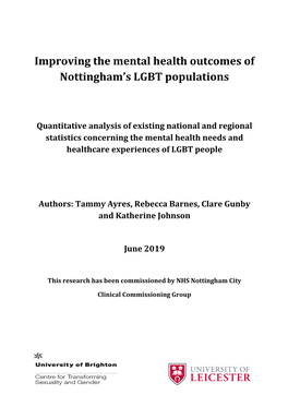 Improving the Mental Health Outcomes of Nottingham's LGBT Populations