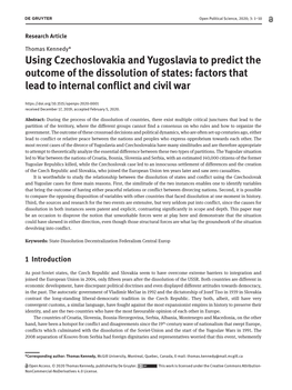 Using Czechoslovakia and Yugoslavia to Predict the Outcome