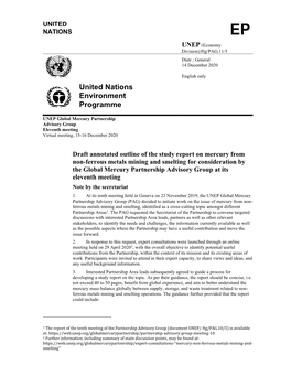 Draft Annotated Outline of the Study Report on Mercury from Non-Ferrous Metals Mining and Smelting