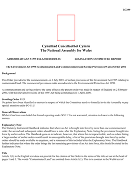 The Environment Act 1995 (Contaminated Land Commencement and Saving Provision) (Wales) Order 2001