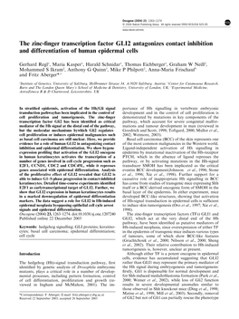 The Zinc-Finger Transcription Factor GLI2 Antagonizes Contact Inhibition and Differentiation of Human Epidermal Cells