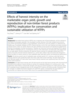 Effects of Harvest Intensity on the Marketable Organ Yield, Growth And