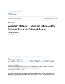 Nature, the Natural, and the Castrato's Body in the Eighteenth Century