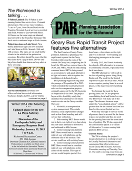 Geary Bus Rapid Transit Project Features Five Alternatives