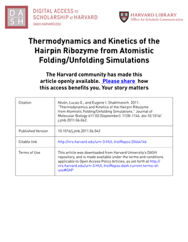 Thermodynamics and Kinetics of the Hairpin Ribozyme from Atomistic Folding/Unfolding Simulations