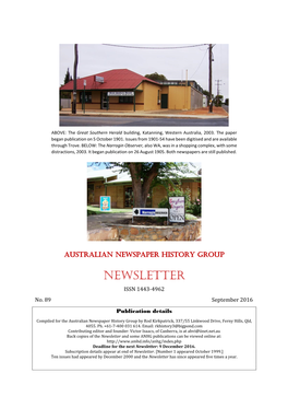 NEWSLETTER ISSN 1443-4962 No