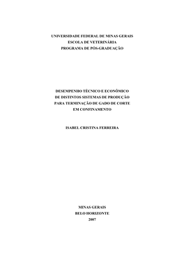 Universidade Federal De Minas Gerais Escola De Veterinária Programa De Pós-Graduação Desempenho Técnico E Econômico De