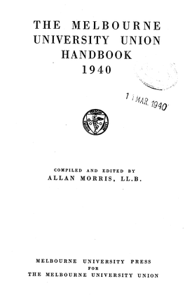 The Melbourne University Union Handbook 1940
