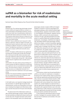 Supar As a Biomarker for Risk of Readmission and Mortality in the Acute Medical Setting