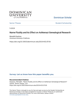 Name Fluidity and Its Effect on Ashkenazi Genealogical Research