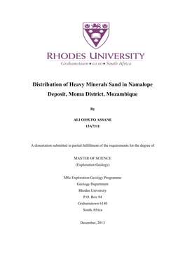 Distribution of Heavy Minerals Sand in Namalope Deposit, Moma District, Mozambique