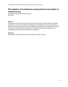 The Adoption of Smartphones Among American Journalists: a National Survey