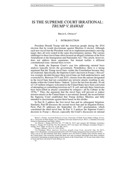 Is the Supreme Court Irrational: Trump V. Hawaii