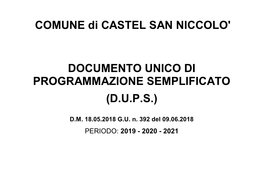 COMUNE Di CASTEL SAN NICCOLO' DOCUMENTO UNICO DI PROGRAMMAZIONE SEMPLIFICATO