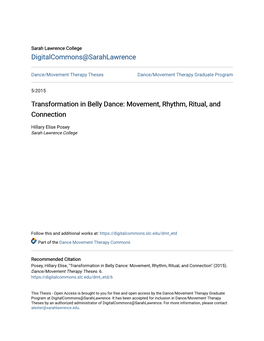 Transformation in Belly Dance: Movement, Rhythm, Ritual, and Connection