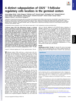 T-Follicular Regulatory Cells Localizes in the Germinal Centers