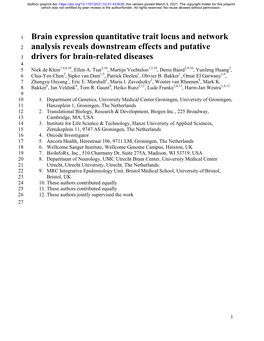 Brain Expression Quantitative Trait Locus and Network Analysis Reveals