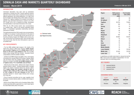 SOMALIA CASH and MARKETS QUARTERLY DASHBOARD January - March 2019 Produced on 30Th April 2019