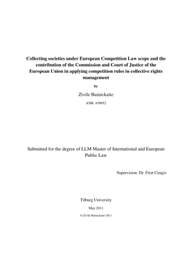 Collecting Societies Under European Competition Law Scope and The