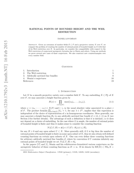 Arxiv:1210.1792V3 [Math.NT]