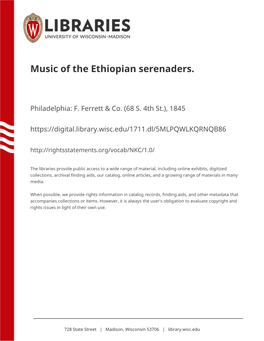 Music of the Ethiopian Serenaders