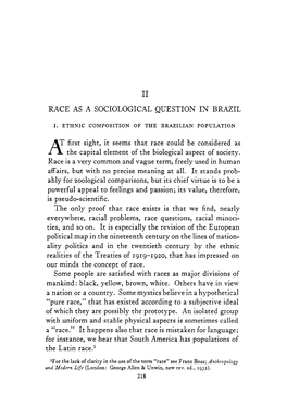 Race As a Sociological Question in Brazil