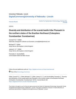 Diversity and Distribution of the Scarab Beetle Tribe Phanaeini in the Northern States of the Brazilian Northeast (Coleoptera: Scarabaeidae: Scarabaeinae)
